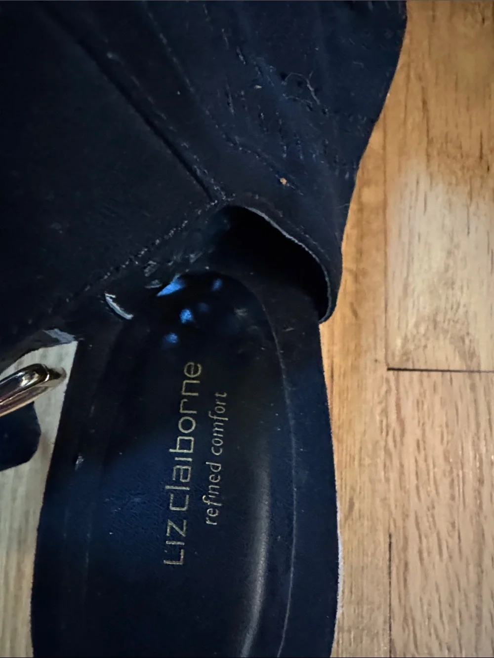 Liz Claiborne Black Laser-Cut Espadrille Wedge Sandals